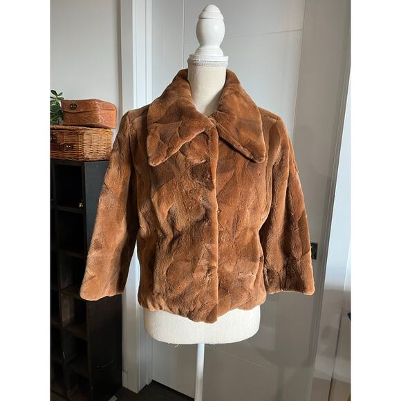 Dasco Filippidis Filippos Genuine Mink Brown Fur Cropped 3/4 sleeve Coat Sz 42 - Picture 14 of 15